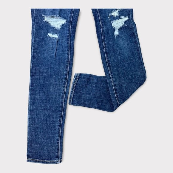 24x30 Levis Jeans Women's 00 721 High Rise Skinny Distressed Dark Blue Denim New - Picture 4 of 11